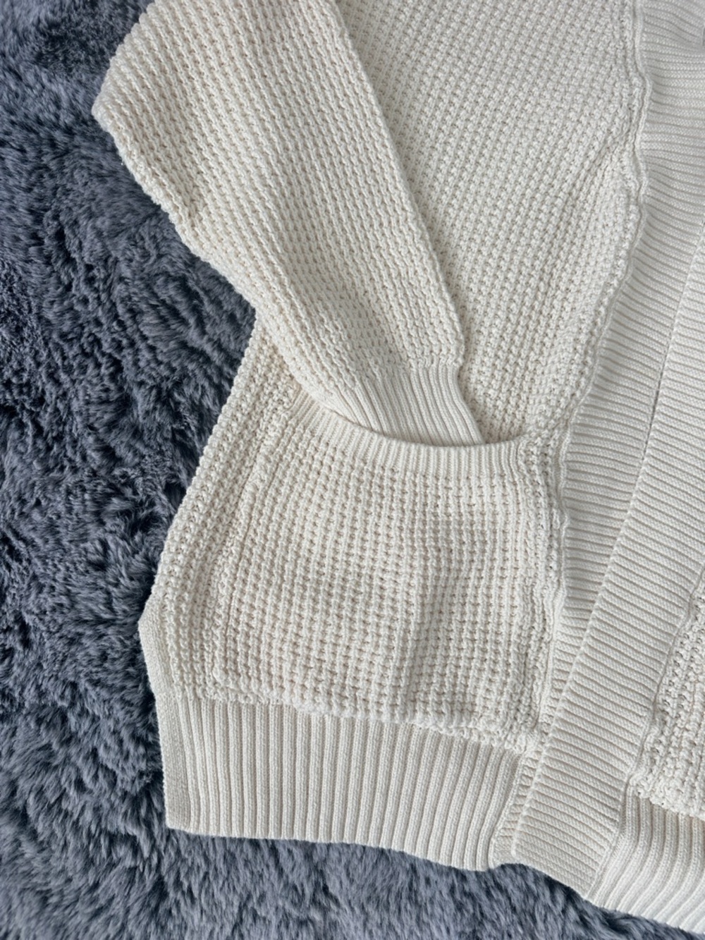 Chunky Cream Open-Front Women's Sweater Cardigan - Picture 2 of 7